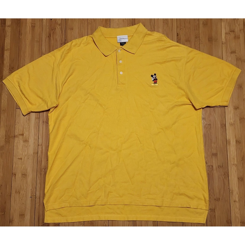Walt Disney World Mickey Mouse Polo Shirt Mens XL Yellow Embroidered JC100 Pima